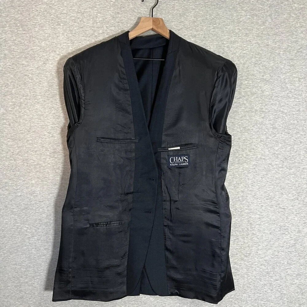 Vintage 90's Chaps Ralph Lauren Blazer Mens 43L Navy Wool Cashmere Blend Classic